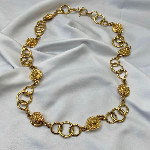 Accessories - Early 2000's Chunky Gold Metal Chainlink Leo Lion Waist Toggle Belt 32.5"